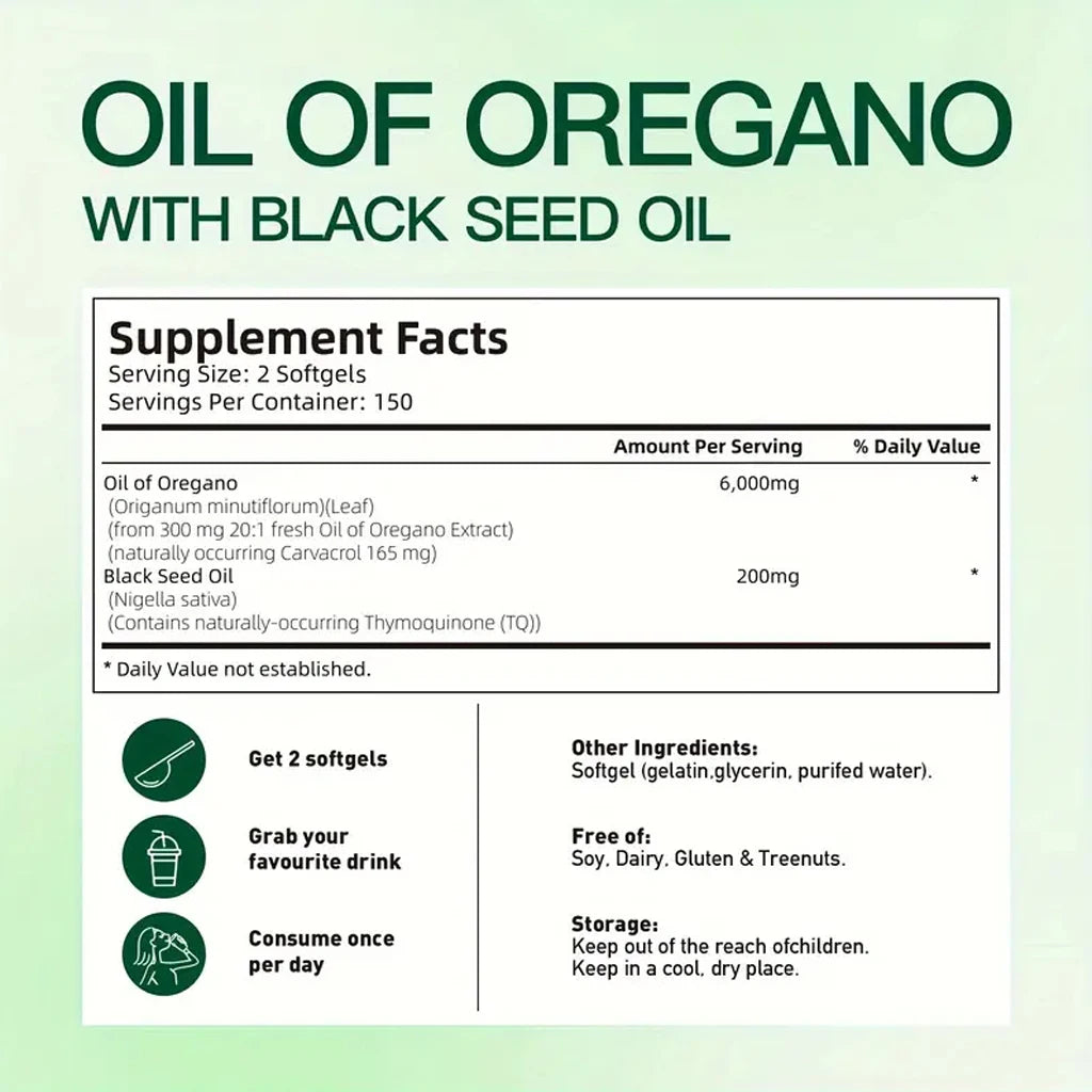 OregaForce™ Premium Oil of Oregano + Black Seed Oil - 300 softgels